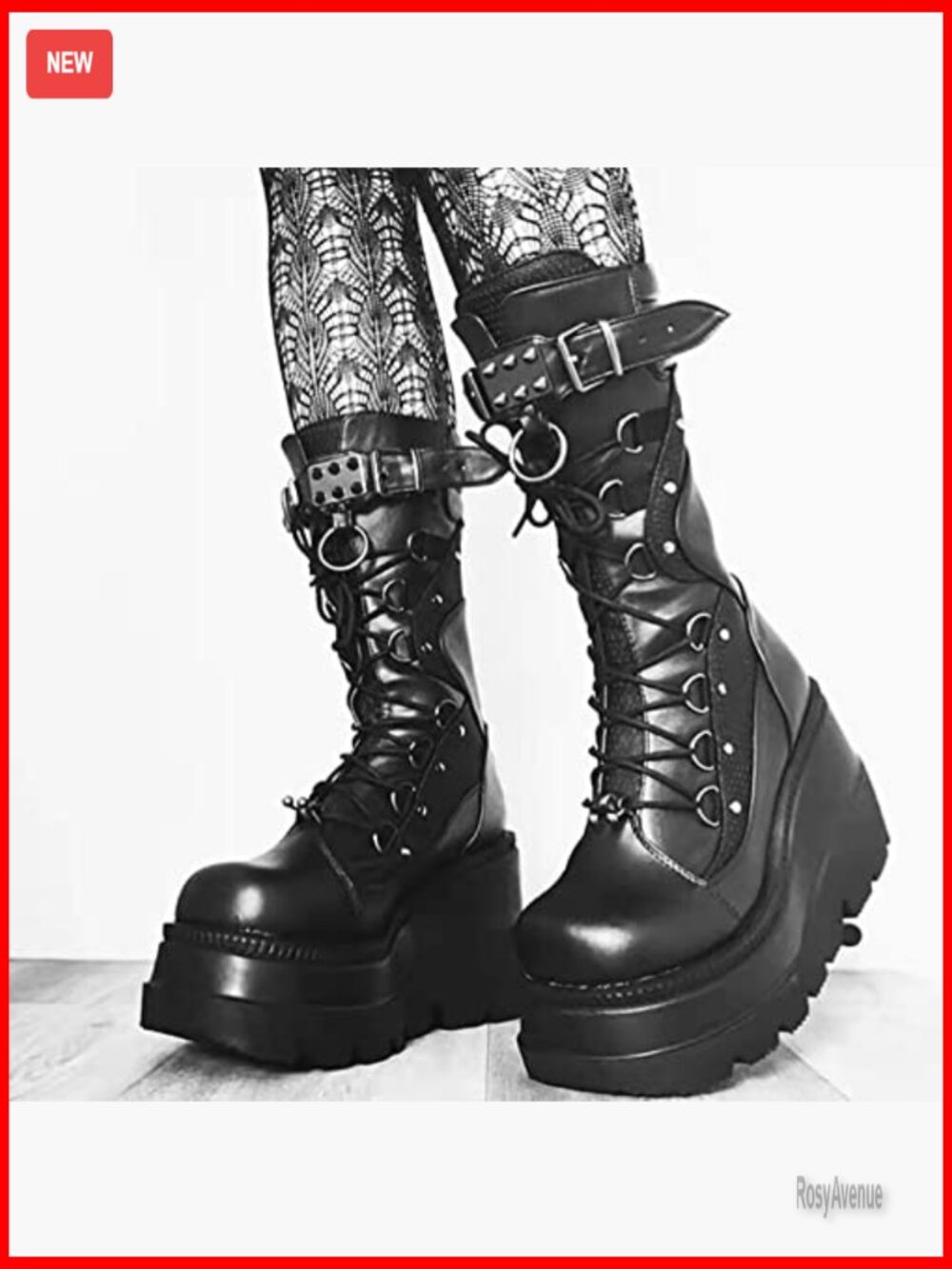Platform Ankle Boots Chunky Heel Combat Boots Lace Up Wedges - Picture 2 of 7
